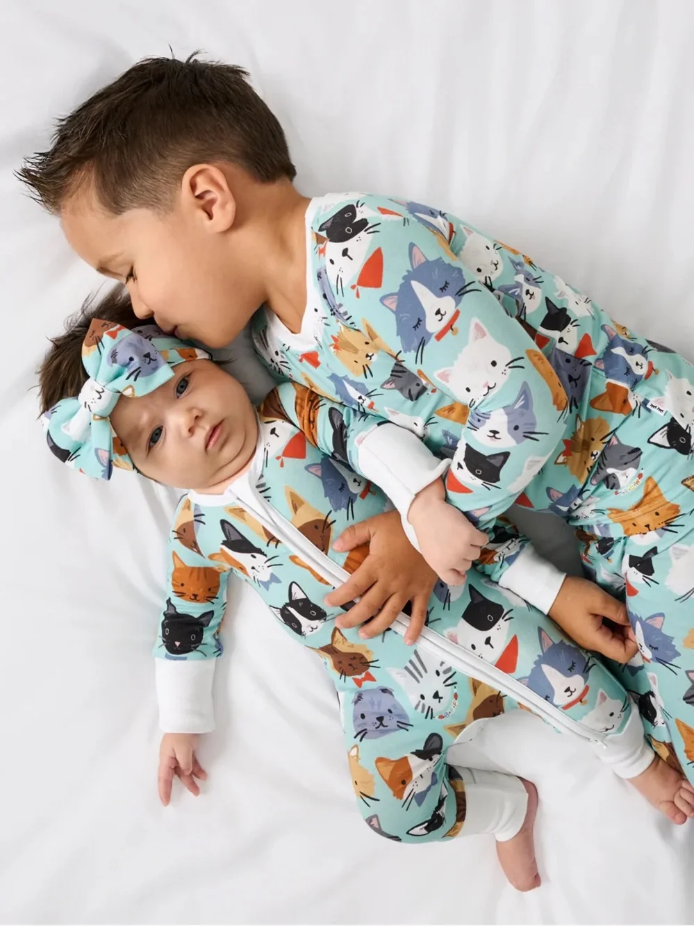 NWT 18-24M Little Sleepies Purrfect Pals Cats Mint Turquoise Teal Aqua